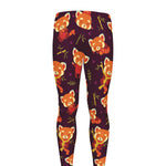 Cute Cartoon Red Panda Pattern Print Men's leggings