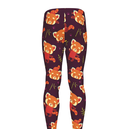 Cute Cartoon Red Panda Pattern Print Men's leggings