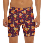 Cute Cartoon Red Panda Pattern Print Men's Long Boxer Briefs