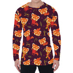 Cute Cartoon Red Panda Pattern Print Men's Long Sleeve T-Shirt