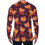 Cute Cartoon Red Panda Pattern Print Men's Long Sleeve T-Shirt