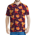 Cute Cartoon Red Panda Pattern Print Men's Polo Shirt