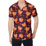 Cute Cartoon Red Panda Pattern Print Men's Shirt