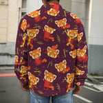 Cute Cartoon Red Panda Pattern Print Men's Shirt Jacket
