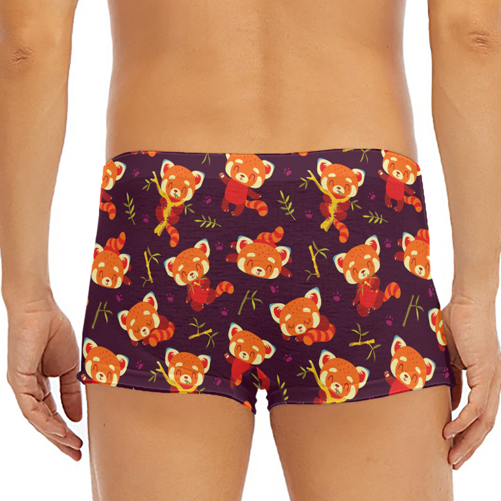 Cute Cartoon Red Panda Pattern Print Men's Short Boxer Briefs