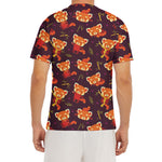 Cute Cartoon Red Panda Pattern Print Men's Short Sleeve Rash Guard