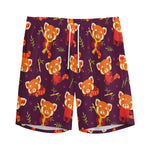 Cute Cartoon Red Panda Pattern Print Men's Sports Shorts