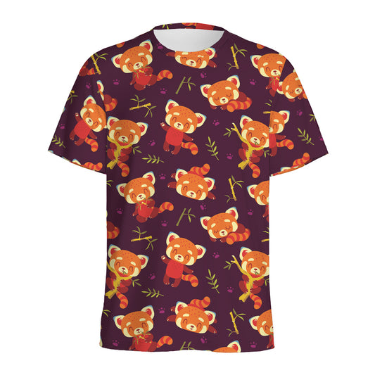 Cute Cartoon Red Panda Pattern Print Men's Sports T-Shirt