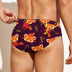 Cute Cartoon Red Panda Pattern Print Men's Swim Briefs