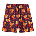 Cute Cartoon Red Panda Pattern Print Men's Swim Trunks