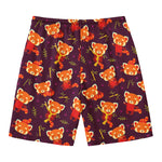 Cute Cartoon Red Panda Pattern Print Men's Swim Trunks