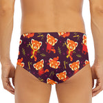 Cute Cartoon Red Panda Pattern Print Men's Triangle Swim Briefs