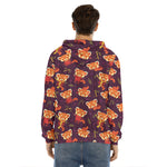 Cute Cartoon Red Panda Pattern Print Men's Velvet Pullover Hoodie