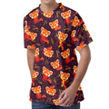 Cute Cartoon Red Panda Pattern Print Men's Velvet T-Shirt