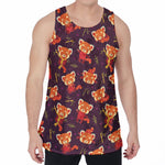 Cute Cartoon Red Panda Pattern Print Men's Velvet Tank Top