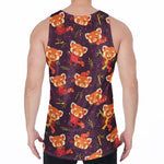Cute Cartoon Red Panda Pattern Print Men's Velvet Tank Top