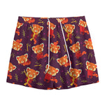 Cute Cartoon Red Panda Pattern Print Mesh Shorts