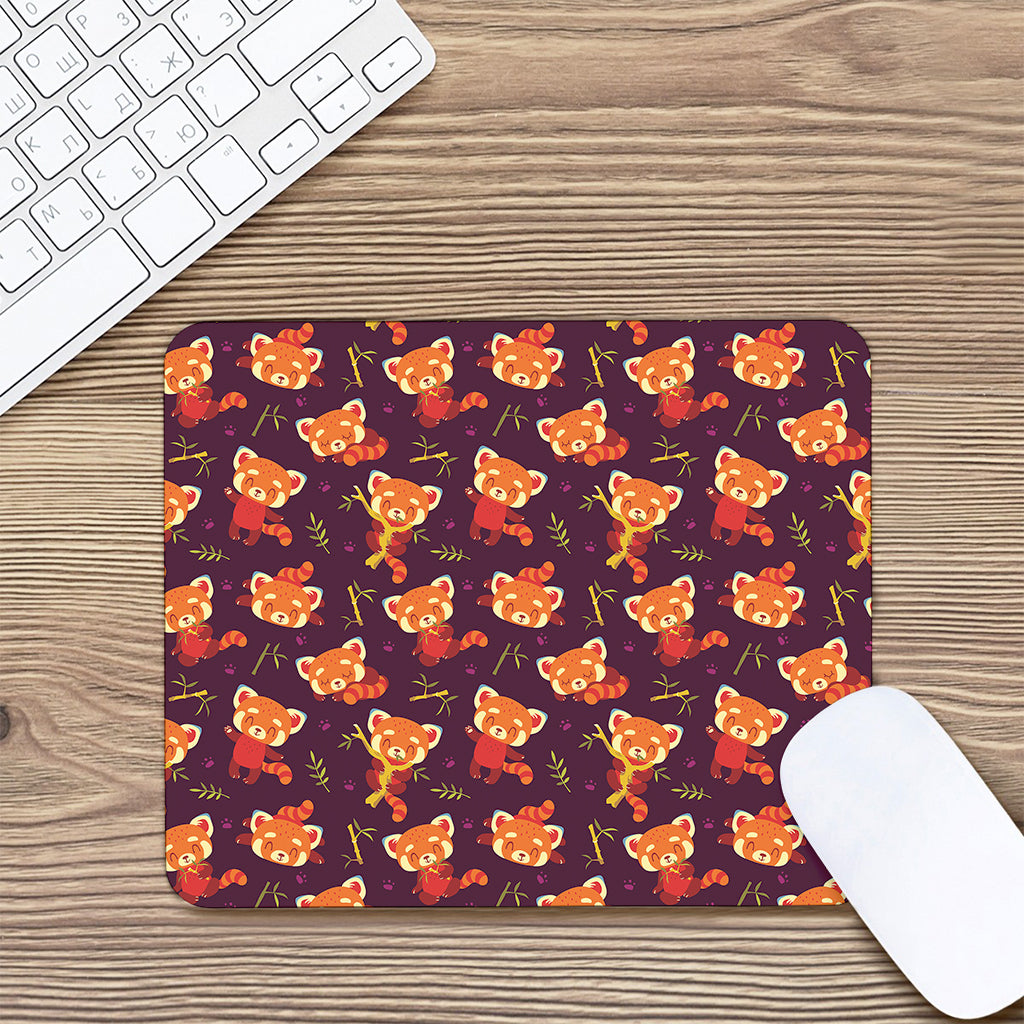 Cute Cartoon Red Panda Pattern Print Mouse Pad