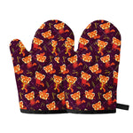 Cute Cartoon Red Panda Pattern Print Oven Mitts