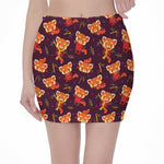Cute Cartoon Red Panda Pattern Print Pencil Mini Skirt