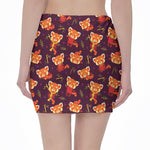Cute Cartoon Red Panda Pattern Print Pencil Mini Skirt
