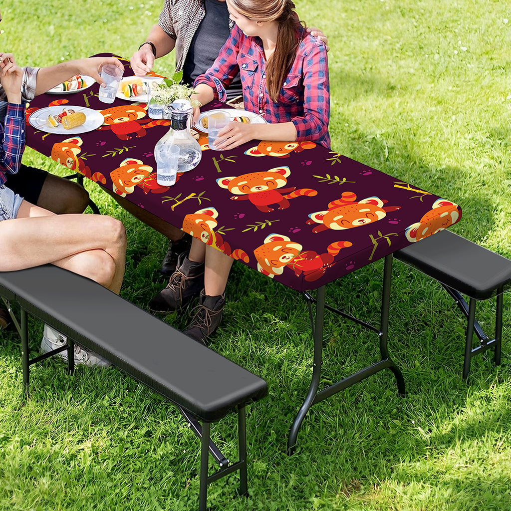 Cute Cartoon Red Panda Pattern Print Picnic Table Cover