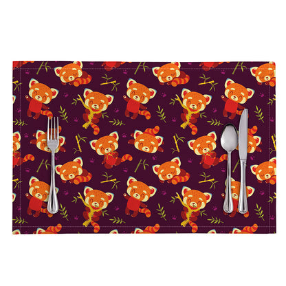 Cute Cartoon Red Panda Pattern Print Placemat