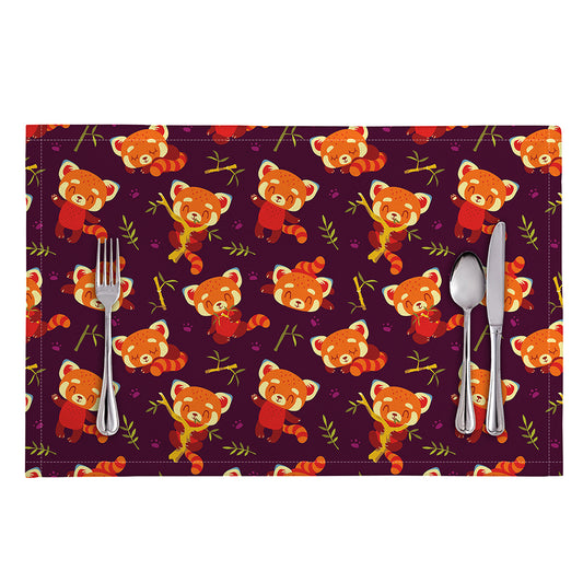Cute Cartoon Red Panda Pattern Print Placemat