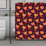 Cute Cartoon Red Panda Pattern Print Polyester Shower Curtain