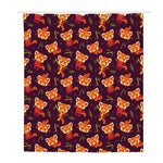 Cute Cartoon Red Panda Pattern Print Polyester Shower Curtain