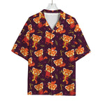 Cute Cartoon Red Panda Pattern Print Rayon Hawaiian Shirt