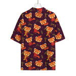 Cute Cartoon Red Panda Pattern Print Rayon Hawaiian Shirt
