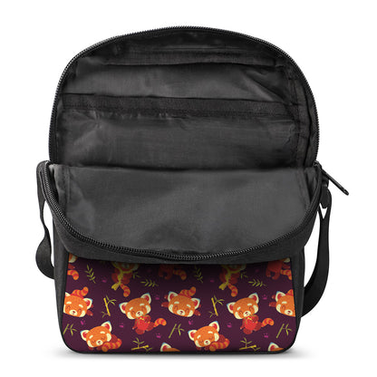 Cute Cartoon Red Panda Pattern Print Rectangular Crossbody Bag