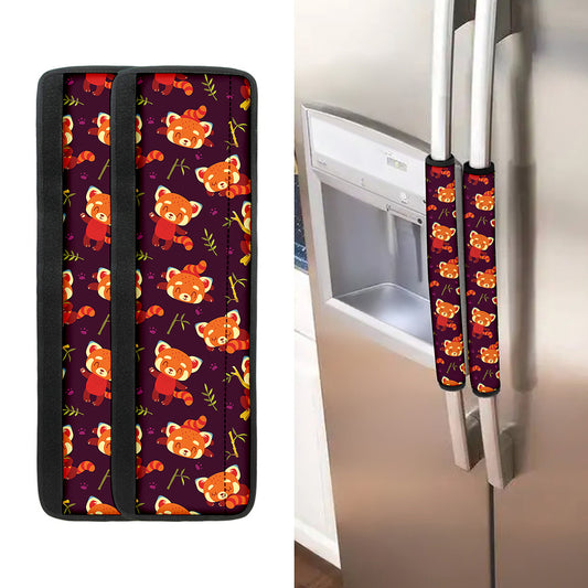 Cute Cartoon Red Panda Pattern Print Refrigerator Handle Covers