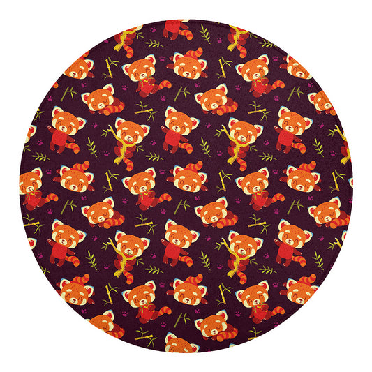 Cute Cartoon Red Panda Pattern Print Round Blanket