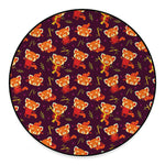 Cute Cartoon Red Panda Pattern Print Round Floor Mat