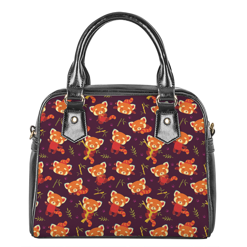 Cute Cartoon Red Panda Pattern Print Shoulder Handbag