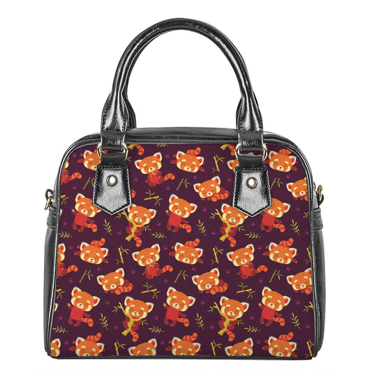 Cute Cartoon Red Panda Pattern Print Shoulder Handbag