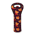 Cute Cartoon Red Panda Pattern Print Single Neoprene Wine Tote