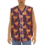 Cute Cartoon Red Panda Pattern Print Sleeveless Baseball Jersey