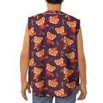 Cute Cartoon Red Panda Pattern Print Sleeveless Baseball Jersey