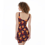 Cute Cartoon Red Panda Pattern Print Sleeveless Bodycon Dress