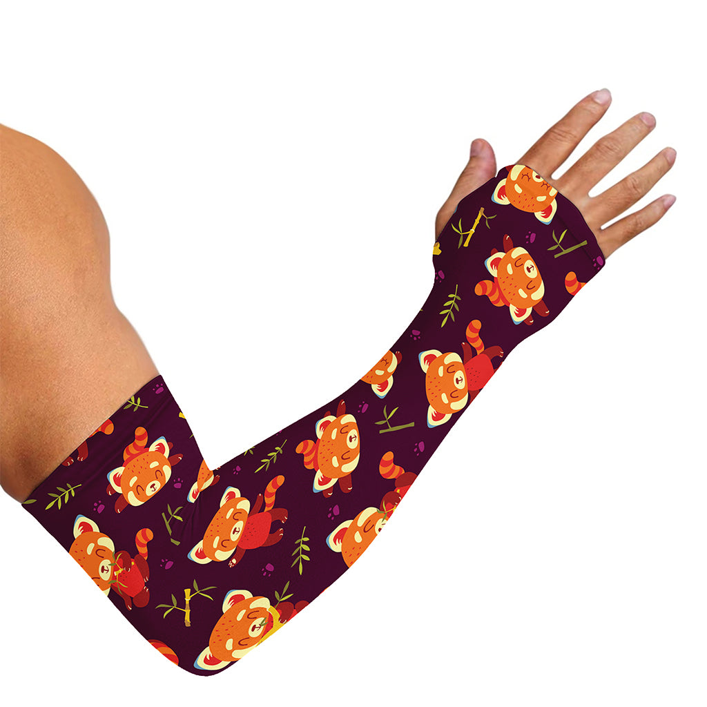 Cute Cartoon Red Panda Pattern Print Sun Protection Arm Sleeves