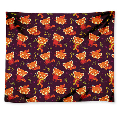 Cute Cartoon Red Panda Pattern Print Tapestry