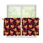 Cute Cartoon Red Panda Pattern Print Tier Curtains