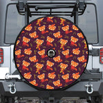 Cute Cartoon Red Panda Pattern Print Tire Cover With Camera Hole