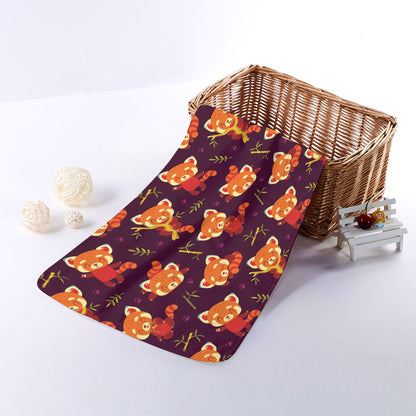 Cute Cartoon Red Panda Pattern Print Towel