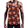 Cute Cartoon Red Panda Pattern Print Men's Workout Tank Top