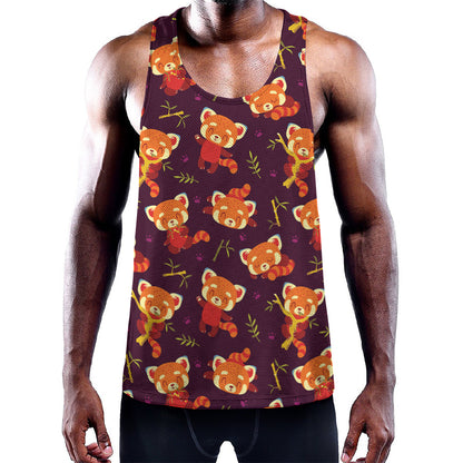 Cute Cartoon Red Panda Pattern Print Training Tank Top