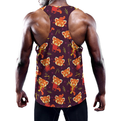 Cute Cartoon Red Panda Pattern Print Training Tank Top
